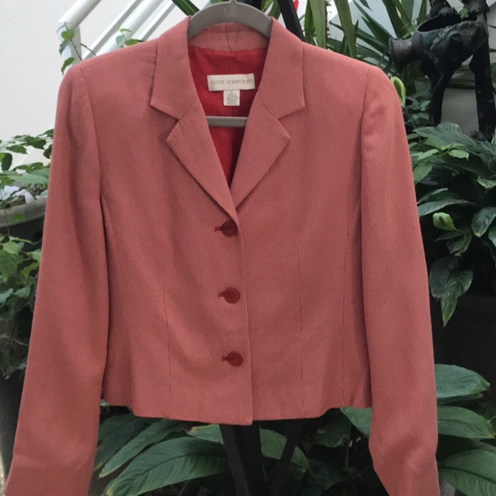 Petite Sophisticate red fine checkered blazer 6P